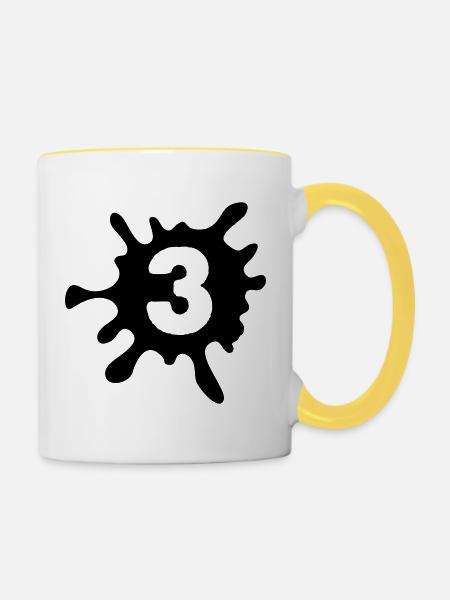 3 Klecks - Tasse zweifarbig - Weiß/Gelb