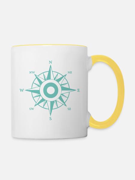 Nautischer Stern - Tasse zweifarbig - Weiß/Gelb