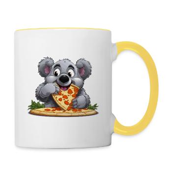 Pizza-Liebe Koala - Tasse zweifarbig - Weiß/Gelb - Rechts