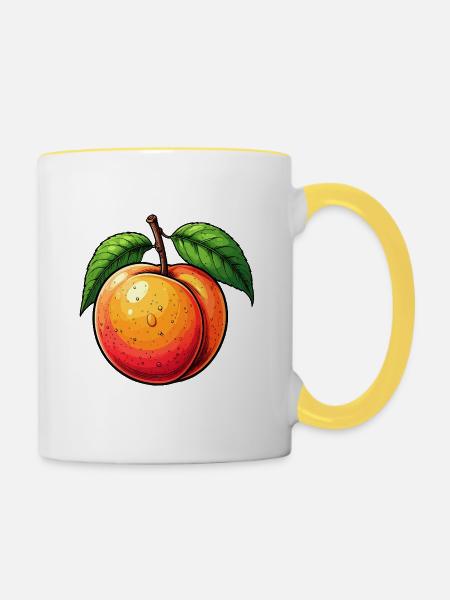 Pfirsich - Tasse zweifarbig - Weiß/Gelb