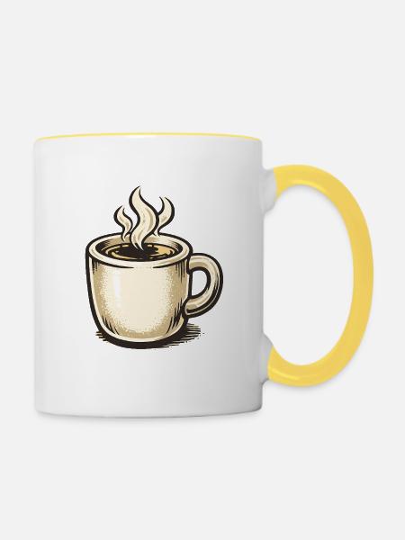 Kaffee-Whimsy Becher Sketch - Tasse zweifarbig - Weiß/Gelb