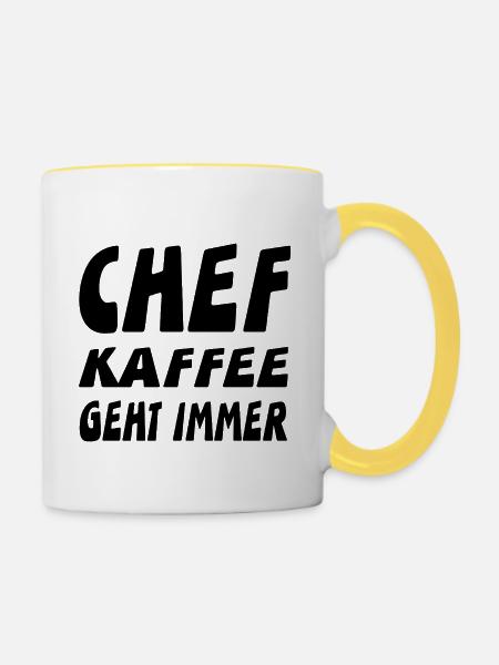 Chef - Tasse zweifarbig - Weiß/Gelb