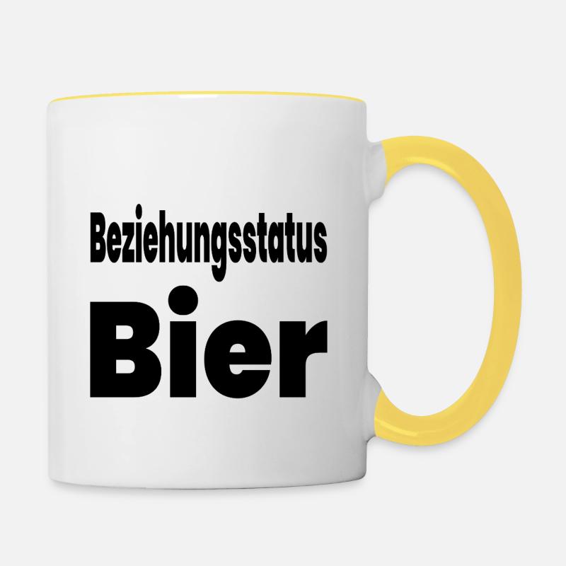 Bier - Tasse zweifarbig - Weiß/Gelb