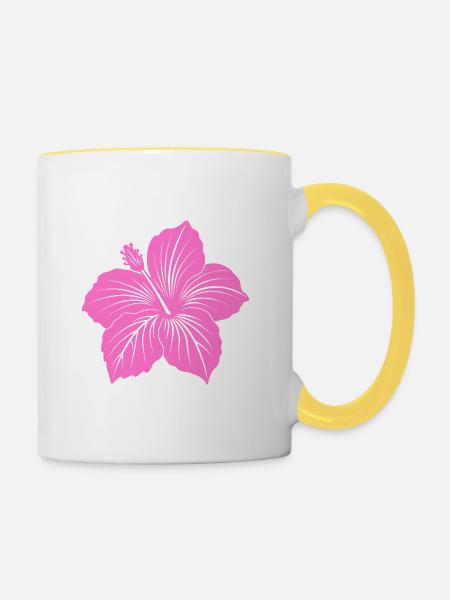 Hibiskusblüte - Tasse zweifarbig - Weiß/Gelb