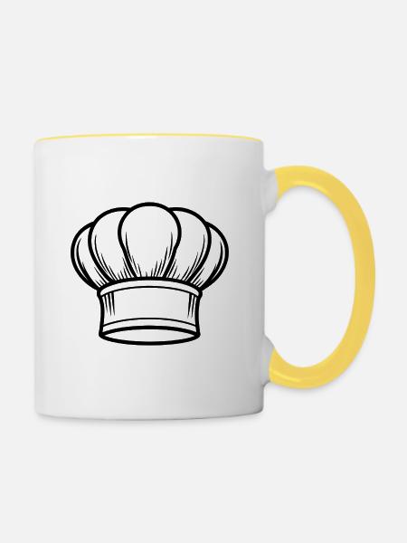 Kochhut - Tasse zweifarbig - Weiß/Gelb