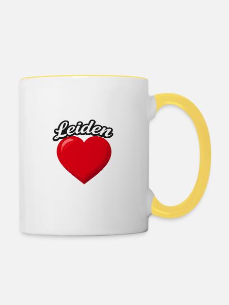 Herzentwurf von Leiden - Tasse zweifarbig - Weiß/Gelb