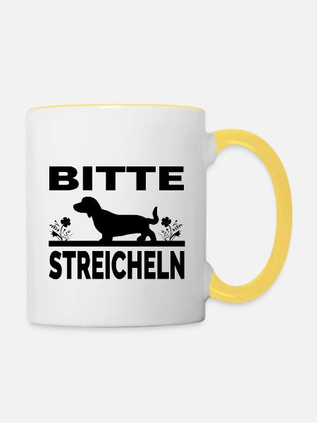 Dackel - Tasse zweifarbig - Weiß/Gelb