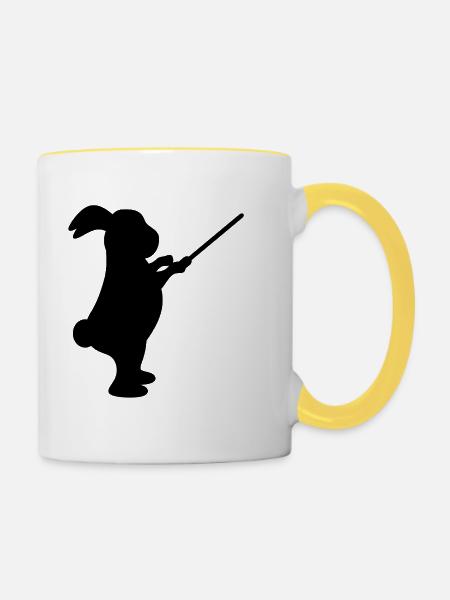 Dirigent Hase Musik - Tasse zweifarbig - Weiß/Gelb