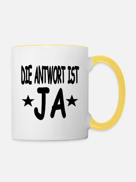 Ja - Tasse zweifarbig - Weiß/Gelb