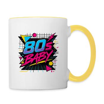 80s Baby Neon Retro - Contrasting Mug - white/yellow - Right