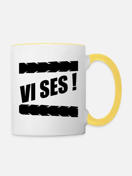 Bis zum Abschied - Tasse zweifarbig - Weiß/Gelb