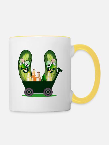 Handkarren-Gartenarbeit Camping Gurken - Tasse zweifarbig - Weiß/Gelb