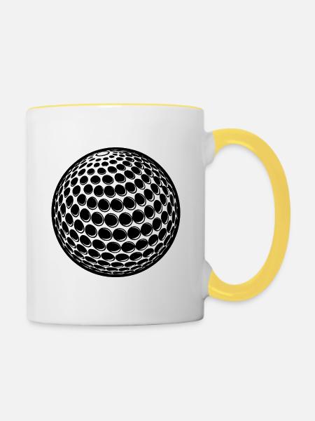 Golfball - Tasse zweifarbig - Weiß/Gelb