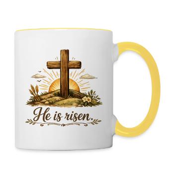 Il est ressuscité - Mug contrasté - blanc/jaune - Droite