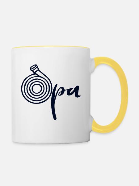 Wasserschlauch Opa - Tasse zweifarbig - Weiß/Gelb