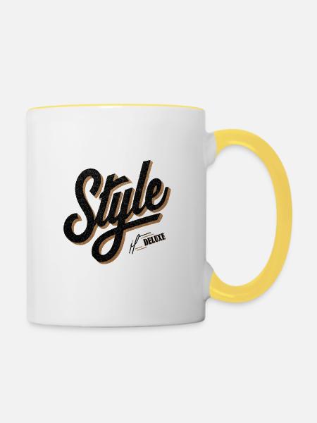 Retro Style Deluxe Schriftzug - Tasse zweifarbig - Weiß/Gelb