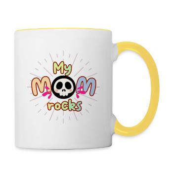Mom Rocks Vector - Contrasting Mug - white/yellow - Right
