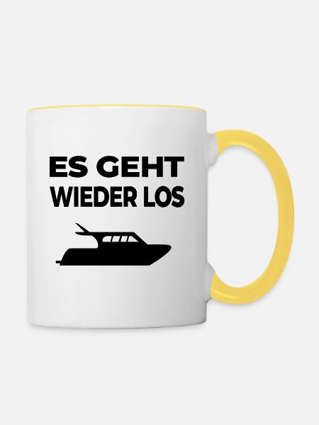 Motorboot - Tasse zweifarbig - Weiß/Gelb