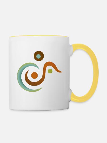 yoga-design_11 - Tasse zweifarbig - Weiß/Gelb