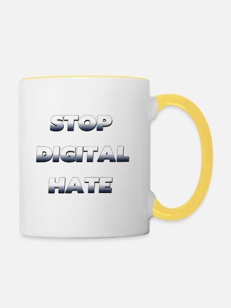 Stop Digital Hate – gegen digitale Gewalt - Tasse zweifarbig - Weiß/Gelb