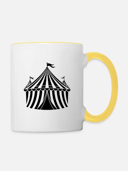 Zirkuszelt - Tasse zweifarbig - Weiß/Gelb