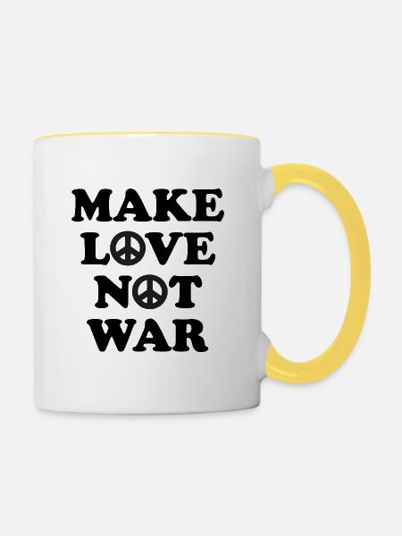 Make Love not War - Tasse zweifarbig - Weiß/Gelb