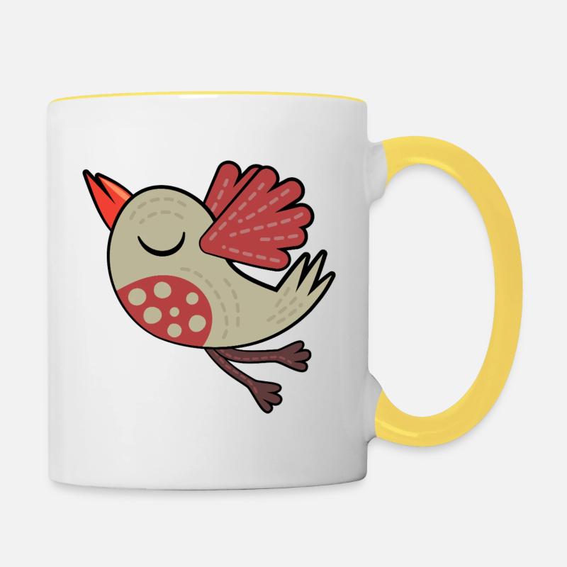 Petit Oiseau Marron - Mug contrasté - blanc/jaune