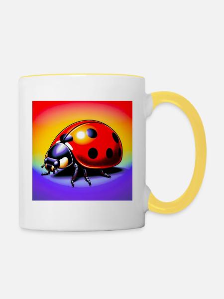 Marienkäfer - Tasse zweifarbig - Weiß/Gelb