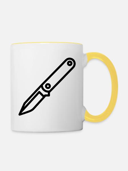 Messer - Tasse zweifarbig - Weiß/Gelb