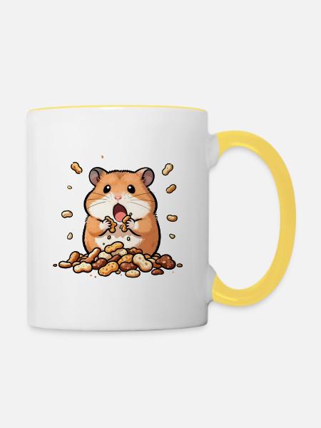 Gourmet-Hamster und Erdnüsse - Tasse zweifarbig - Weiß/Gelb