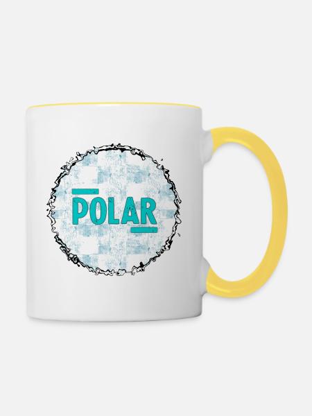 Polar Eisblau Logo Muster - Tasse zweifarbig - Weiß/Gelb
