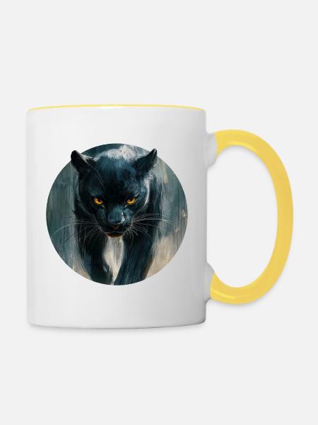 Design de Panthère noire - Tasse zweifarbig - Weiß/Gelb