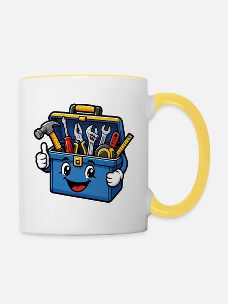 Süßer DIY-Werkzeugkasten - Tasse zweifarbig - Weiß/Gelb