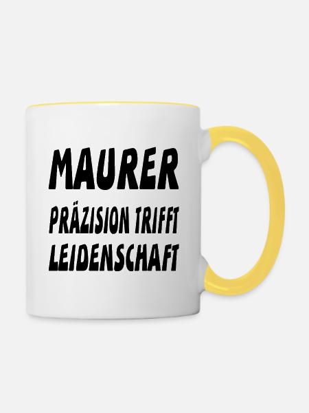 Maurer - Tasse zweifarbig - Weiß/Gelb