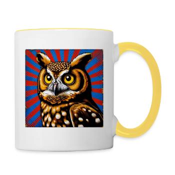 hibou - Mug contrasté - blanc/jaune - Droite