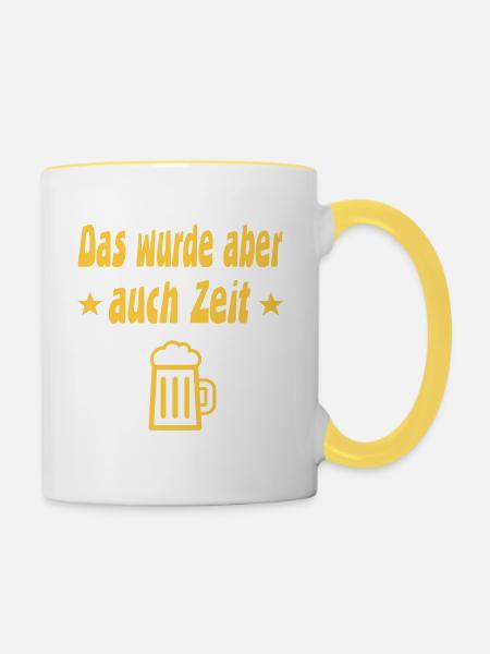 Bier - Tasse zweifarbig - Weiß/Gelb