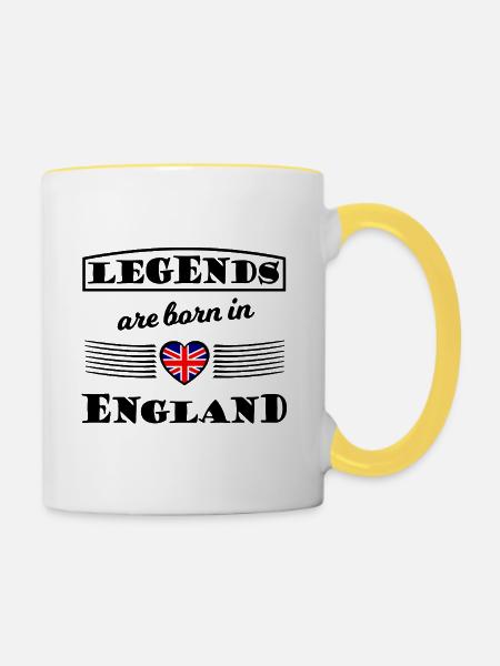 Herz mit Union Jack Flagge - Tasse zweifarbig - Weiß/Gelb