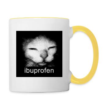 Ibuprofen Cat Shirt | Dark Humor Meme Aesthetic Te - Tasse zweifarbig - Weiß/Gelb - Rechts
