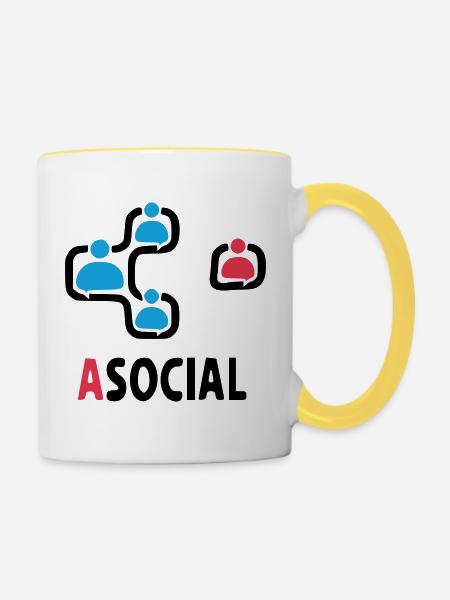 asozial - Tasse zweifarbig - Weiß/Gelb