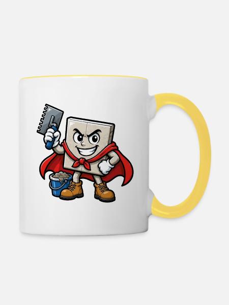 Superhelden-Kachel - Tasse zweifarbig - Weiß/Gelb