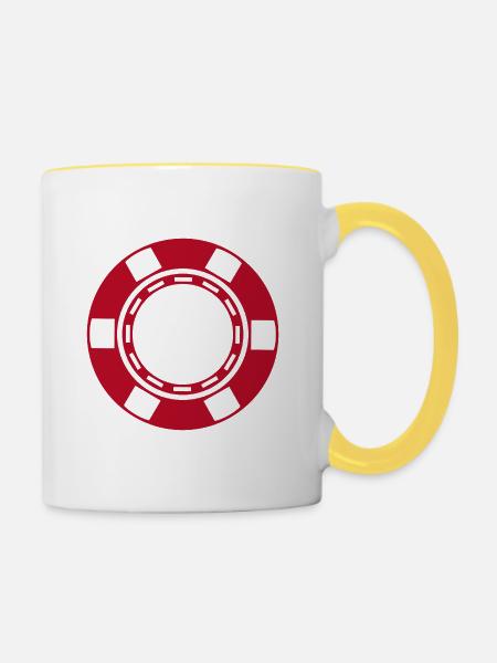Casino-Münze - Tasse zweifarbig - Weiß/Gelb