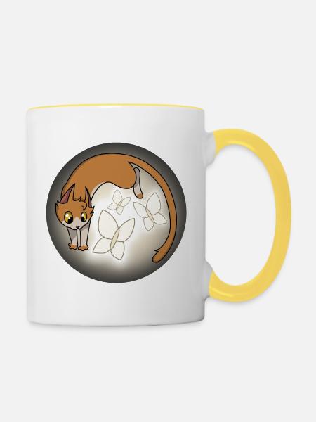 Schnurrhaare des Lichts - Tasse zweifarbig - Weiß/Gelb