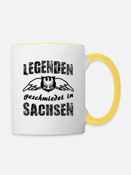 Legenden aus Sachsen - Tasse zweifarbig - Weiß/Gelb