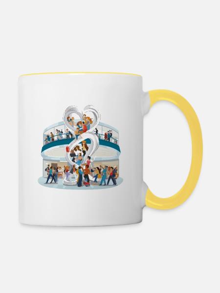 Herzensgemeinschaft Skulptur - Tasse zweifarbig - Weiß/Gelb