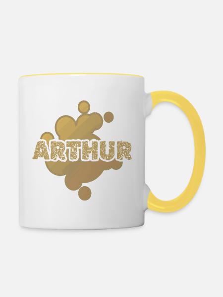 Arthur - Tasse zweifarbig - Weiß/Gelb
