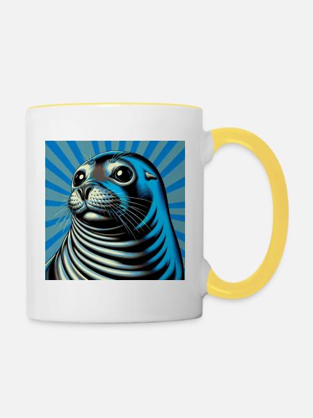 Siegel - Tasse zweifarbig - Weiß/Gelb