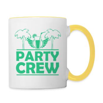 Party Crew Palmen Drink Flügel - Tasse zweifarbig - Weiß/Gelb - Rechts