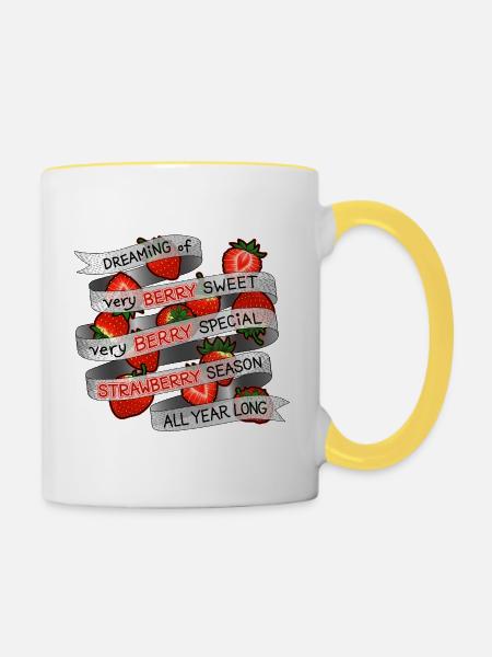 Ich träume von Strawberry_all Jahr - Tasse zweifarbig - Weiß/Gelb