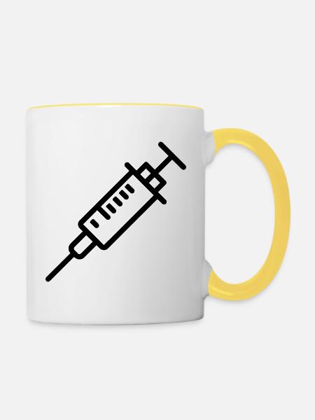 Spritze - Tasse zweifarbig - Weiß/Gelb