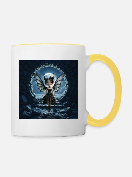 Nachtdämonenfee - Tasse zweifarbig - Weiß/Gelb